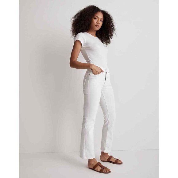 Madewell Mid Rise Kick Out Crop Jeans Pure White NI961, Size 25 - Picture 1 of 7
